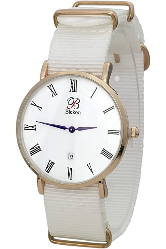 Collections Women's 40mm Ultra Thin Case Slip Through Multicolor Nylon Strap Watch