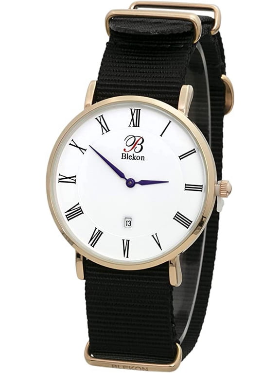 Collections Women's 40mm Ultra Thin Case Slip Through Multicolor Nylon Strap Watch