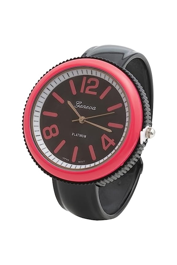 Collections Women’s 41mm Case Bright Colored Bezel Big-Face Cuff Bangle Watch