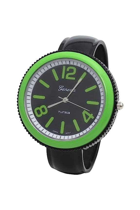 Collections Women’s 41mm Case Bright Colored Bezel Big-Face Cuff Bangle Watch