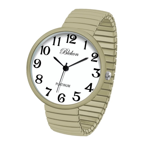 Blekon Collections Women's 43mm Large Face Analog Quartz Watch, Japanese PC21J Movement, Stretch Bracelet Wrist Watch for Women, Fashion Dress Watch