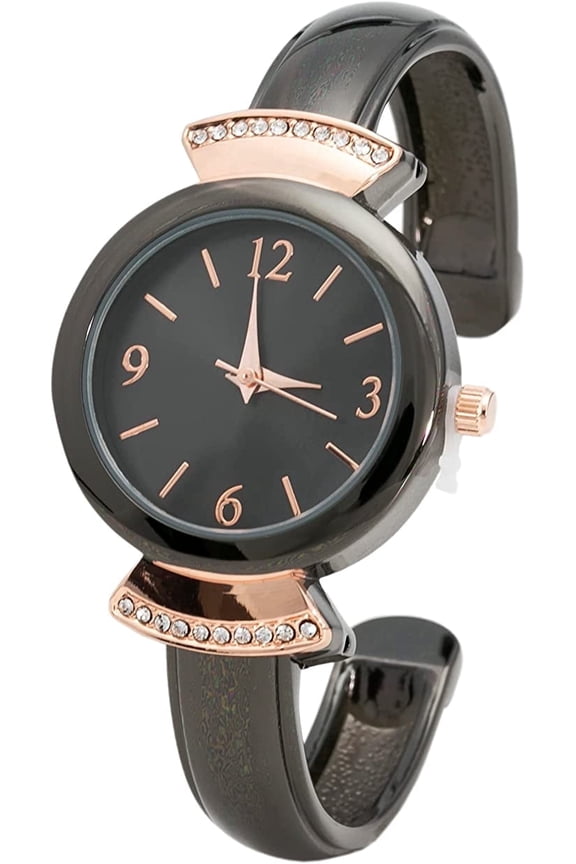 Collections Women's Analog Display 28mm Case Glossy Cuff Bangle Ladies Wrist Watch