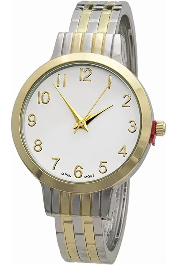 Collections Women's Casual 32mm Case Waffle Designed Cuff Analog Bangle Watch