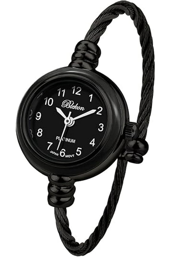 Collections Women's Cuff Watch - Round Analog Display Arabic Numbers 23mm Case Wire Bracelet Watch for Women Elegant Cable Cuff Bangle Wrist Watch