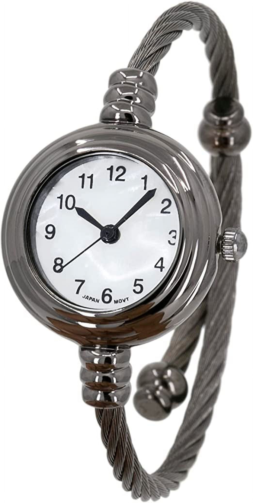 Women\'s Gunmetal Grey Analog Elegant Cable Cuff Arabic Numbers Bracelet Watch Amazon.com: Blekon Collections Women main image 4