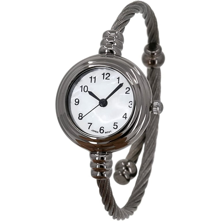 Women Silver And White Analog Cable Cuff Arabic Number Rhinestone Bracelet Watch Amazon.com: Top Plaza Womens Fashion Silver Tone Analog  main image 2