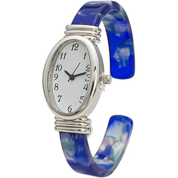 Blekon Collections Women's Quartz 21mm Oval Case Colored Acrylic Bangle Watch