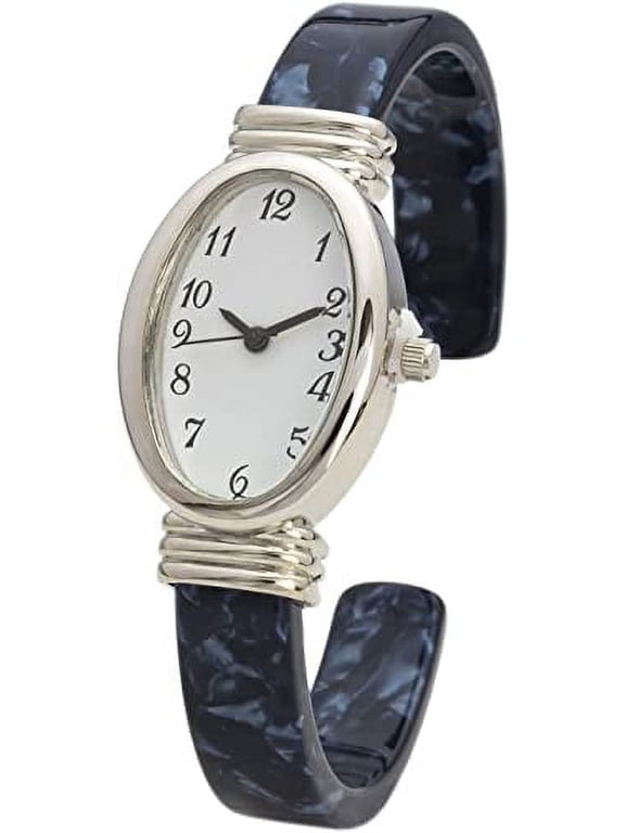 Collections Women's Quartz 21mm Oval Case Colored Acrylic Bangle Watch