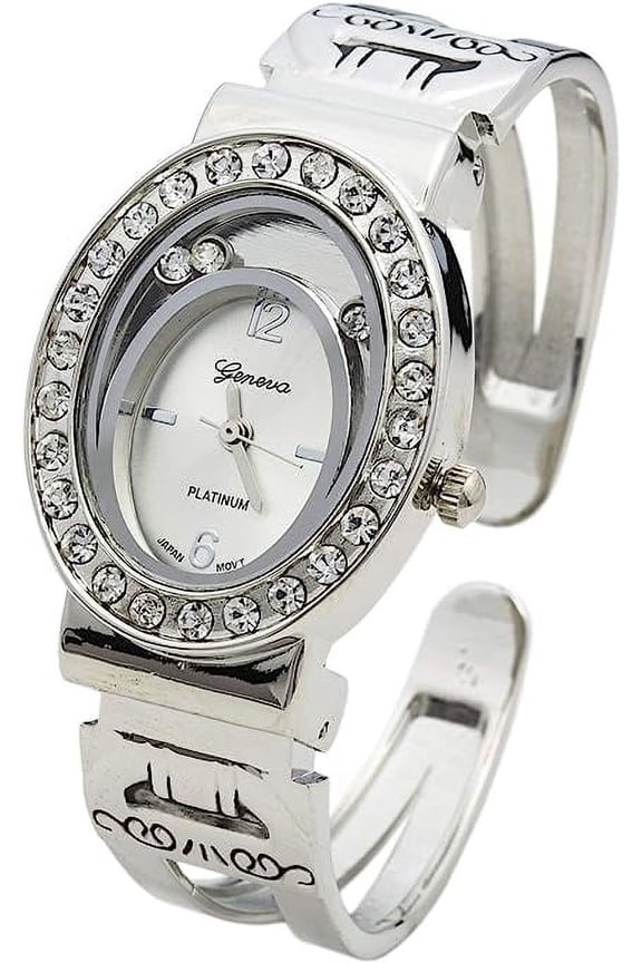 Collections Women's Quartz 28mm Case Inner Oval Dial Bangle Watch
