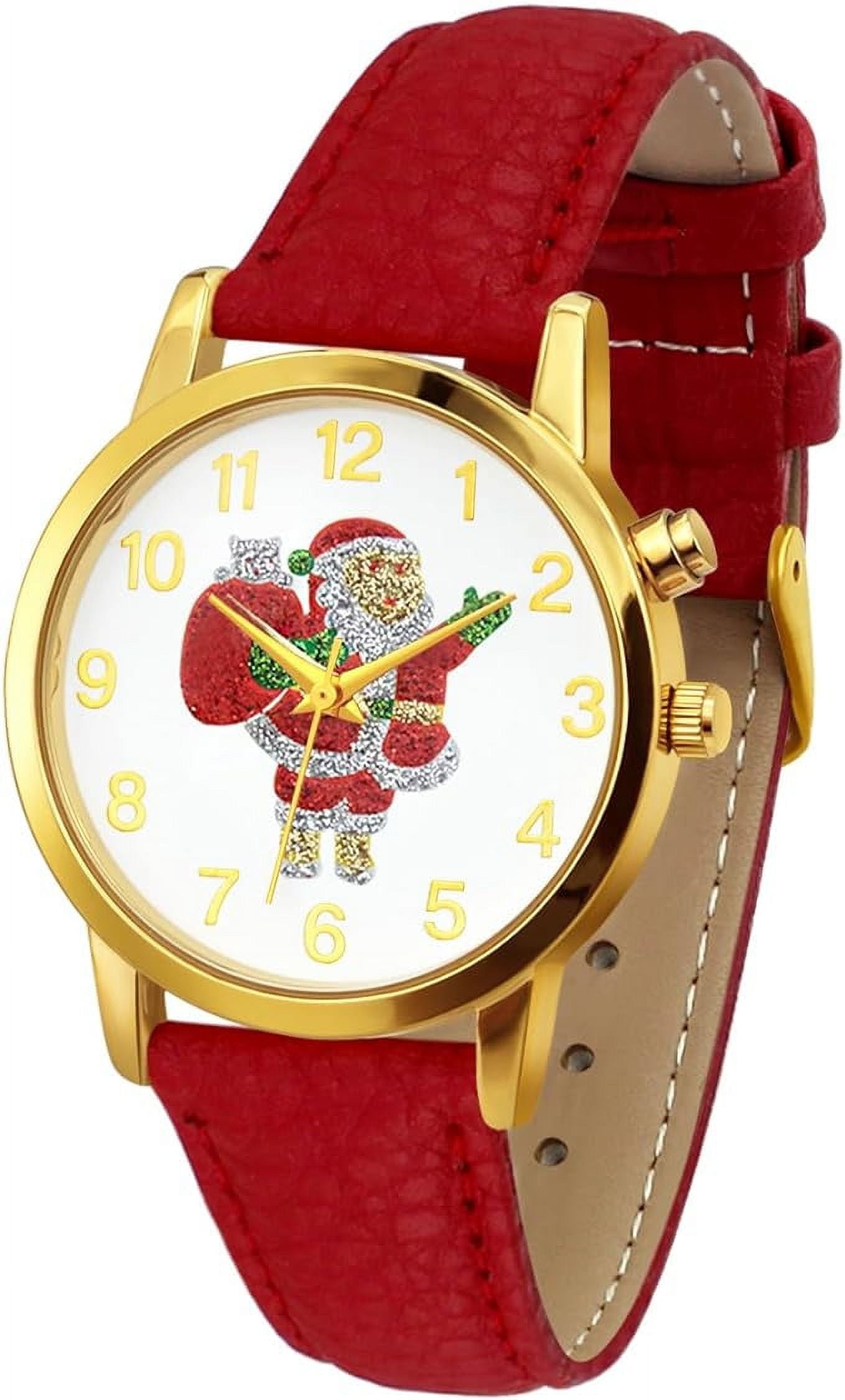 Blekon Collections Women's Quartz 36mm Case Christmas-Themed Leather Two Piece Strap Watch