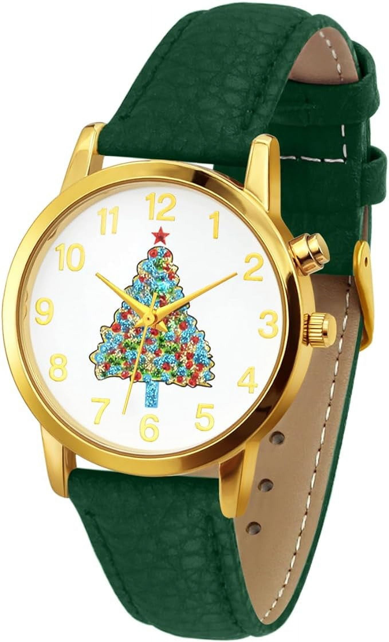 Blekon Collections Women's Quartz 36mm Case Christmas-Themed Leather Two Piece Strap Watch