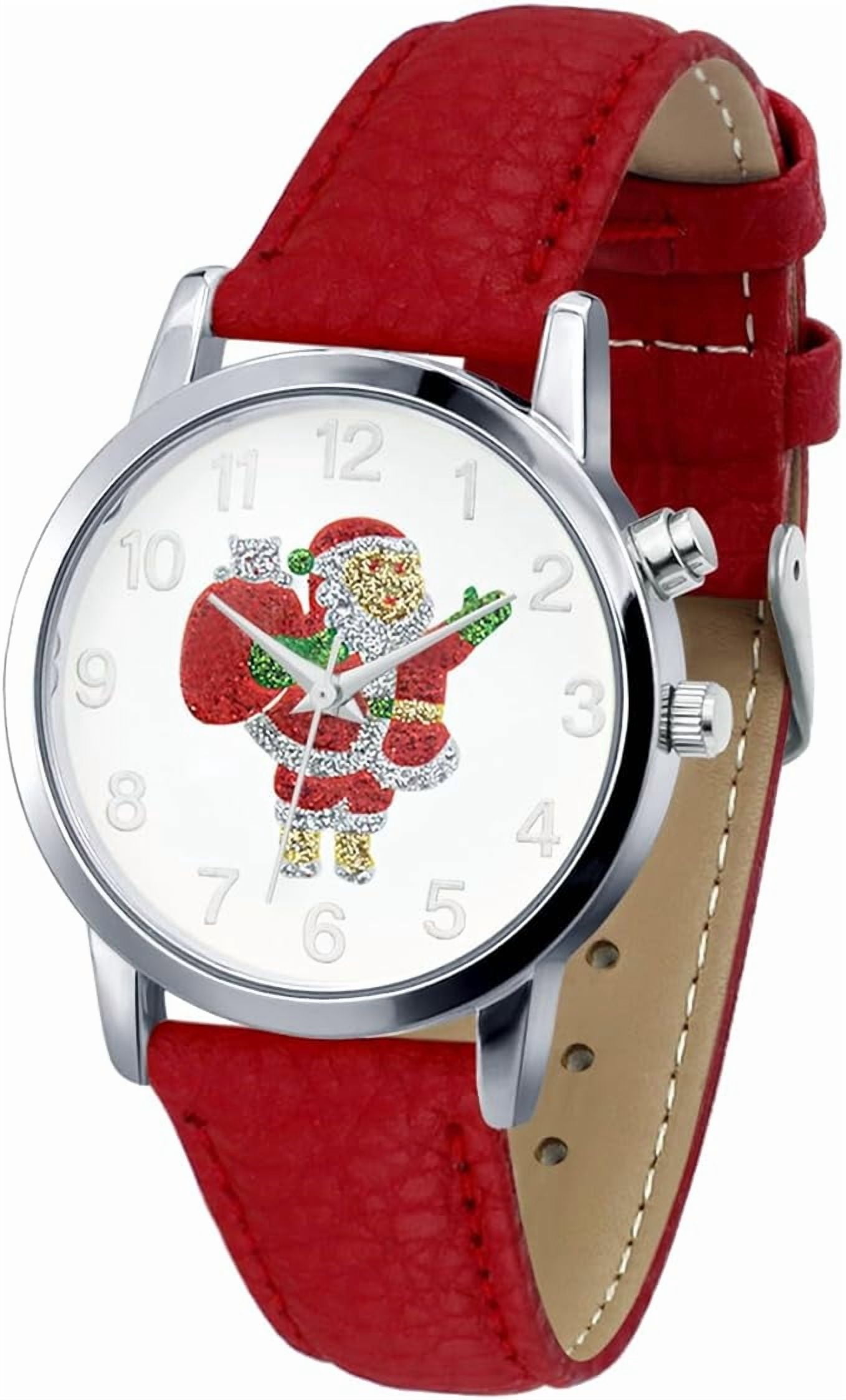Blekon Collections Women's Quartz 36mm Case Christmas-Themed Leather Two Piece Strap Watch