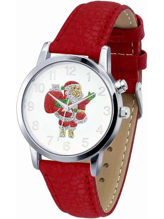 Collections Women's Quartz 36mm Case Christmas-Themed Leather Two Piece Strap Watch