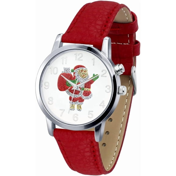Blekon Collections Women's Quartz 36mm Case Christmas-Themed Leather Two Piece Strap Watch