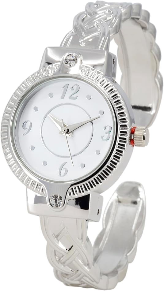Women\'s White Gold Analog Quartz Elegant Cable Cuff Arabic Number Bracelet Watch Blekon Collections Women main image 3
