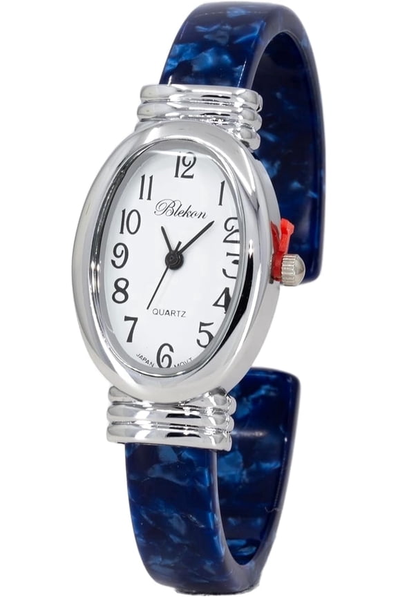 Collections Women's Round, Oval, Rectangle Case Shapes Acrylic Tortoise Shell Color Design Cuff Bangle Watch