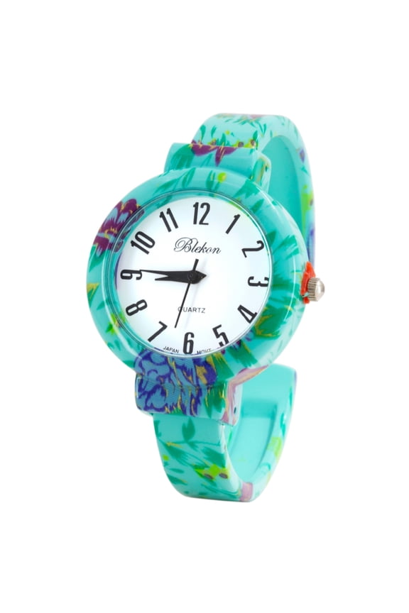 Collections Women’s Semi-Cuff Bangle Watch – Wide Bracelet Style with Large Dial, Elegant Floral Design, Fashion Jewelry Wristwatch, Stylish Dress Watch, Gift for Her