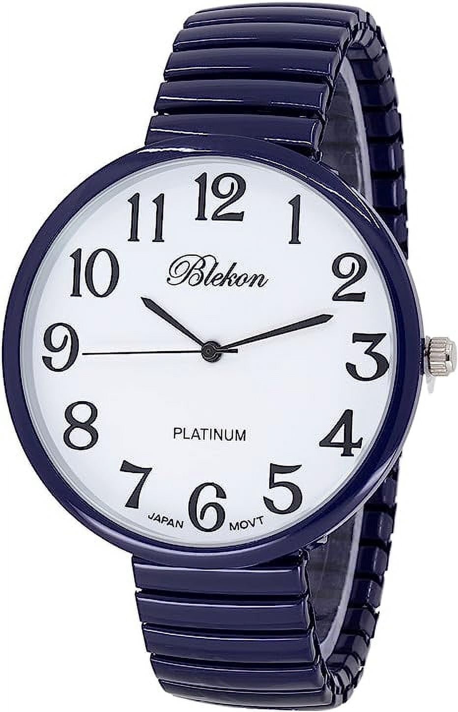 Women\'s Teal New Super Large Face Stretch Band Japanese Movement Fashion Watch Amazon.com: Blekon Collections New Super Large Face Stretch  main image 3