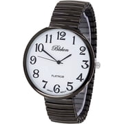 Blekon Collections Womens Large Face Analog Watch, 43mm Round Dial, Stretch Expansion Band, Japanese PC21J Quartz Movement, Metal Wrist Watch for Women