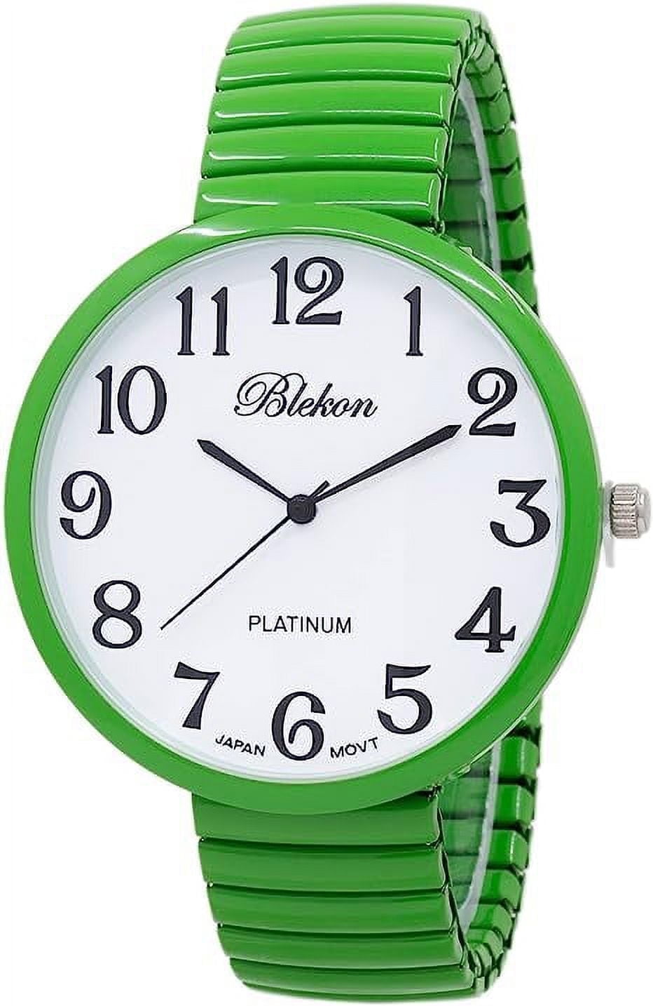 Women\'s Teal New Super Large Face Stretch Band Japanese Movement Fashion Watch Amazon.com: Blekon Collections New Super Large Face Stretch  main image 2