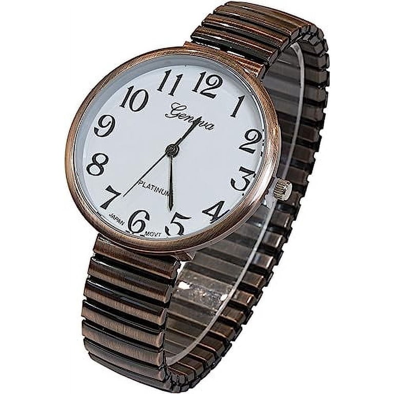 Women\'s Gunmetal New Super Large Face Stretch Band Japanese Movement Watch Super Large Face Stretch Band Watch for Seniors – Easy Read  main image 4