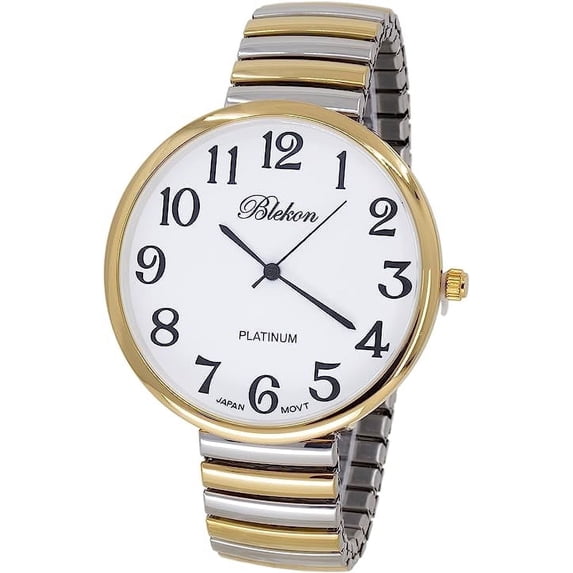 Blekon Collections Women's Super Large Face Stretch Band Watch, Japanese Movement PC21J, Adults