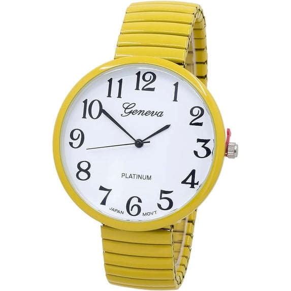 Blekon Collections Women's Super Large Face Stretch Band Watch, Japanese Movement PC21J, Adults