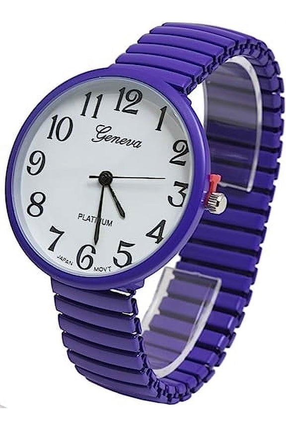 Collections Women's Super Large Face Stretch Band Watch, Japanese Movement PC21J, Adults