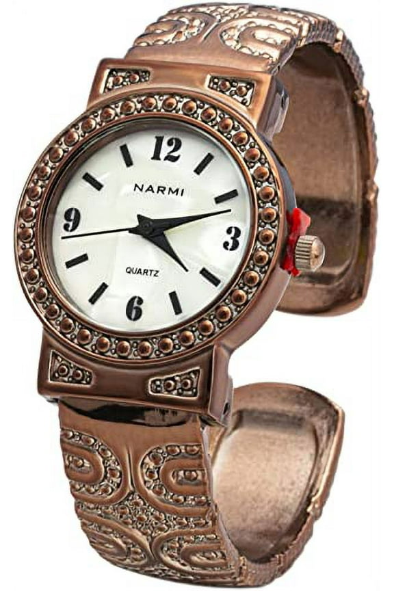 Collections Womens 28mm Case Antique Concho Metal Bangle Cuff Watch