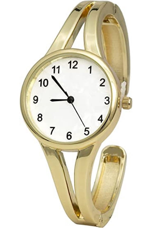 Collections Womens 28mm Case Large Size Glossy Semi-Cuff Bangle Watch