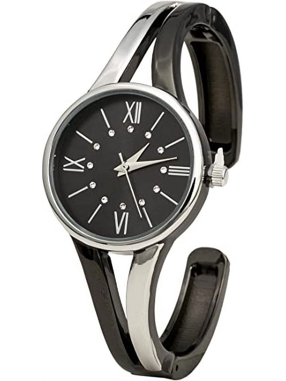 Collections Womens 28mm Case Multicolored Semi Opening Cuff Bangle Watch