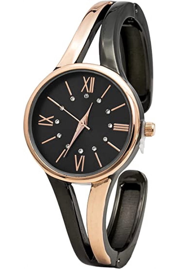 Collections Womens 28mm Case Multicolored Semi Opening Cuff Bangle Watch