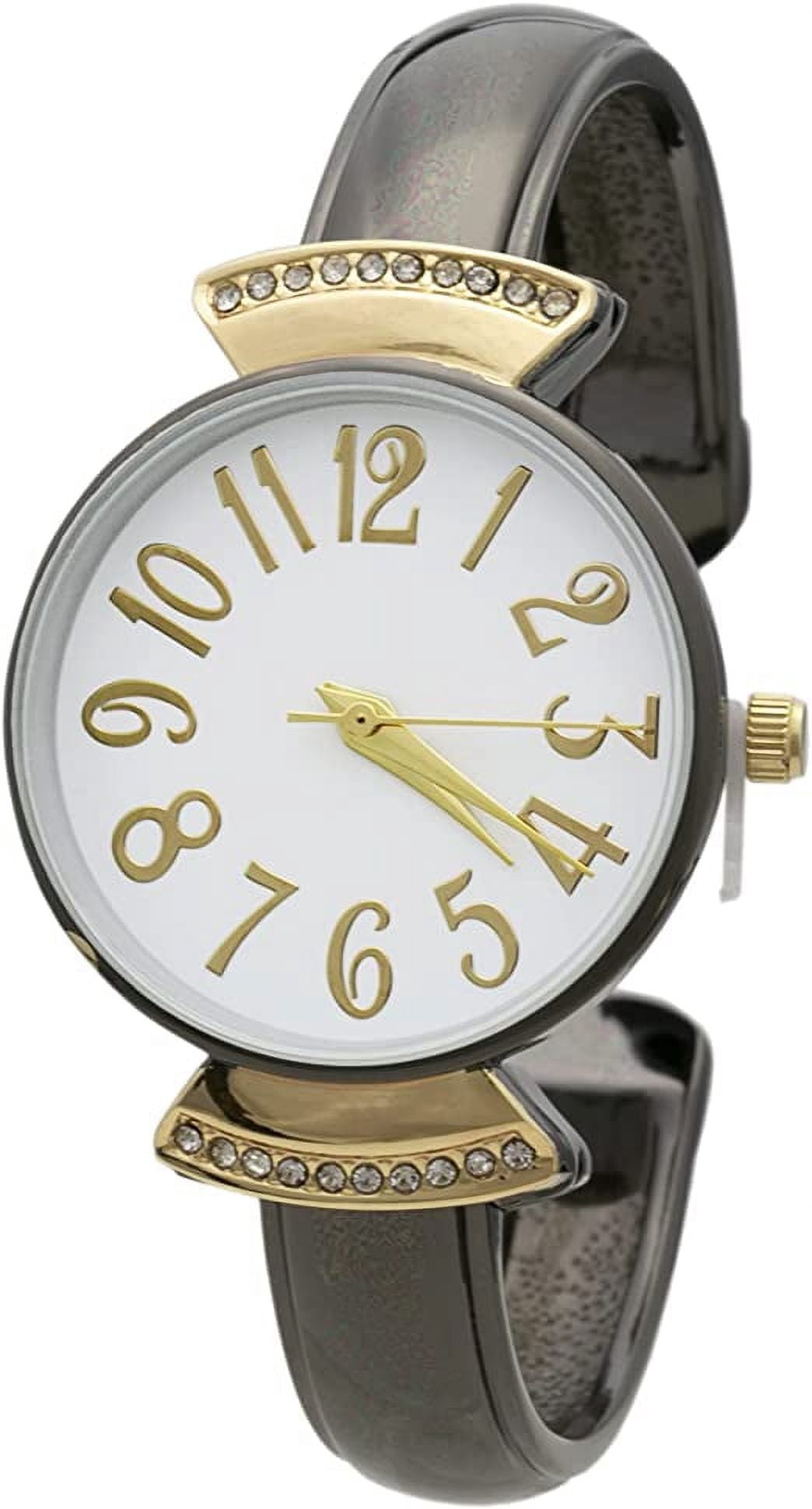 Blekon Collections Womens 29mm Case Large Numbers Narrow Cuff Bangle Watch