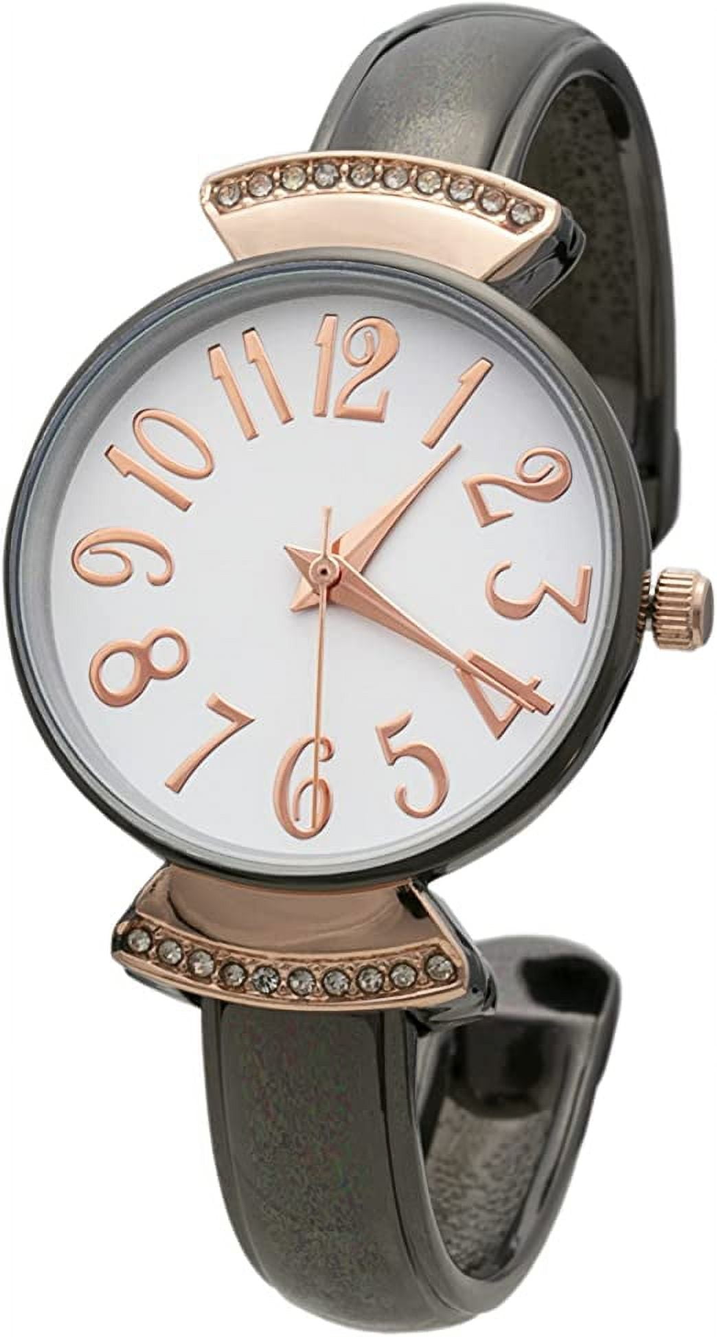 Blekon Collections Womens 29mm Case Large Numbers Narrow Cuff Bangle Watch