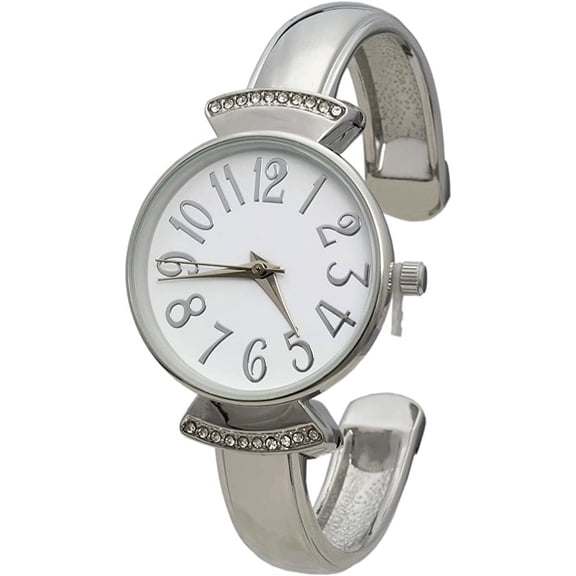 Blekon Collections Womens 29mm Case Large Numbers Narrow Cuff Bangle Watch