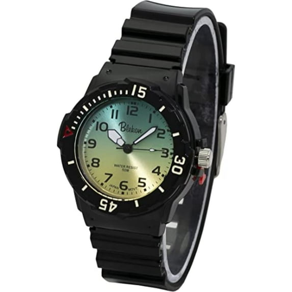 Blekon Collections Womens 32mm Gradient Style Dial Buckle Strap Watch (Blue -Black)