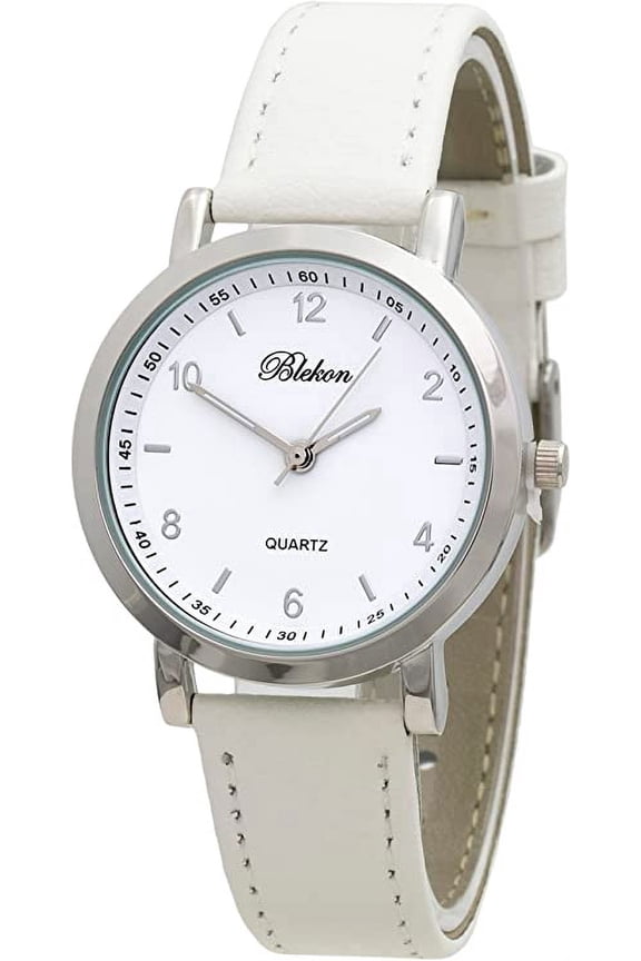 Collections Womens 34mm Case Classic Designed Stitched Designed Leather Ladies Two Piece Strap Wrist Watch