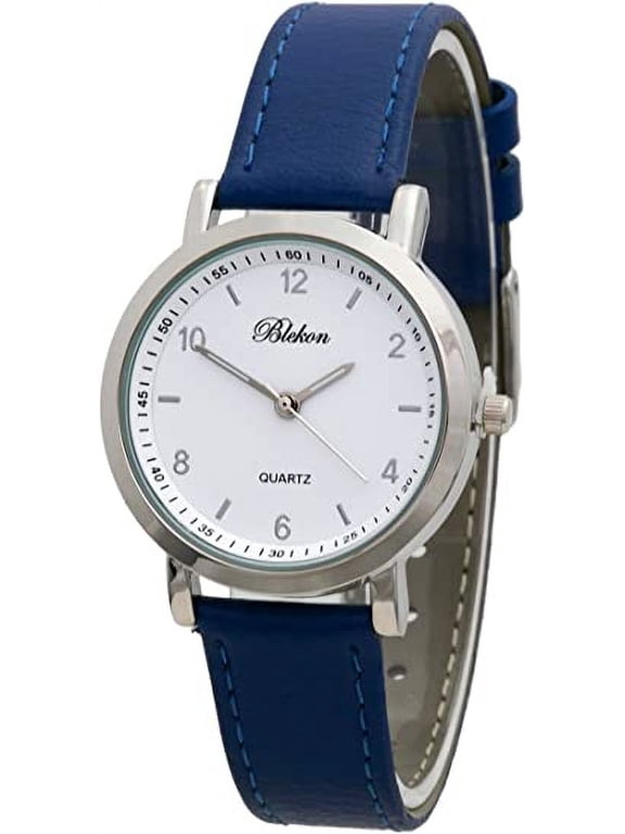 Collections Womens 34mm Case Classic Designed Stitched Designed Leather Ladies Two Piece Strap Wrist Watch