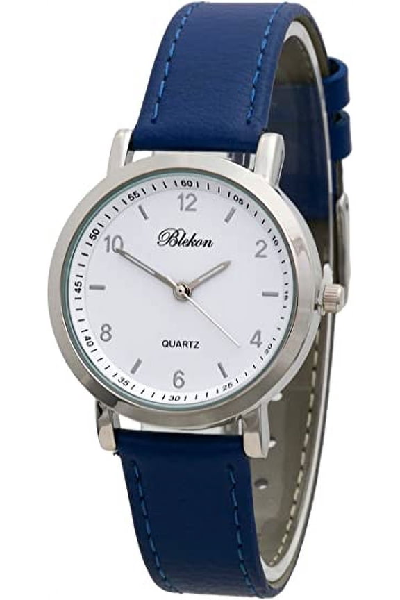 Collections Womens 34mm Case Classic Designed Stitched Designed Leather Ladies Two Piece Strap Wrist Watch