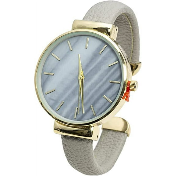 Blekon Collections Womens 36mm Elegant DIal Leather Bangle Watch