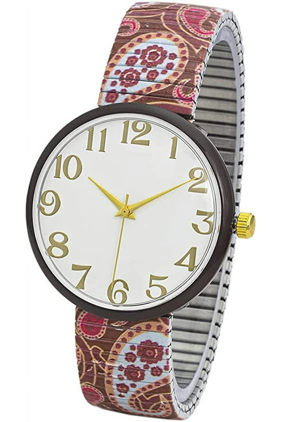 Collections Womens 37mm Case Intricate Printed Designed Stretch Band Watch