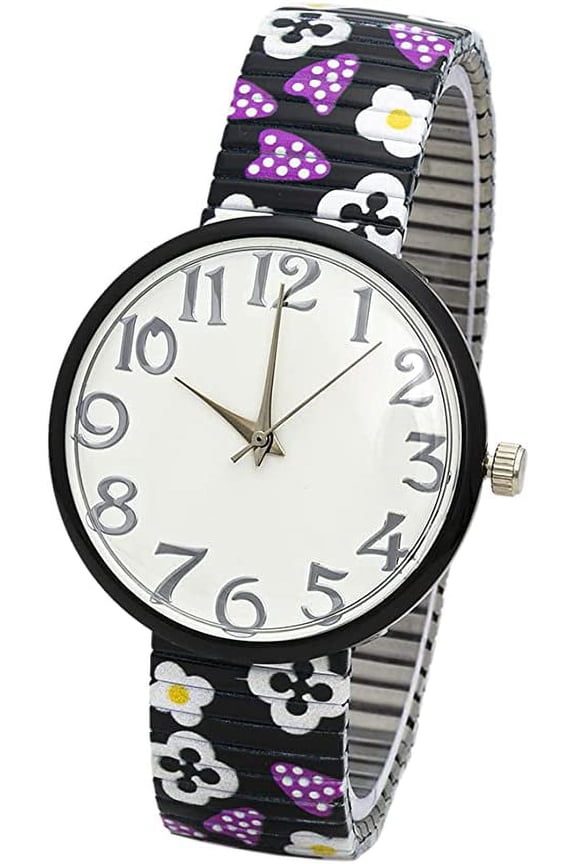 Collections Womens 37mm Case Intricate Printed Designed Stretch Band Watch