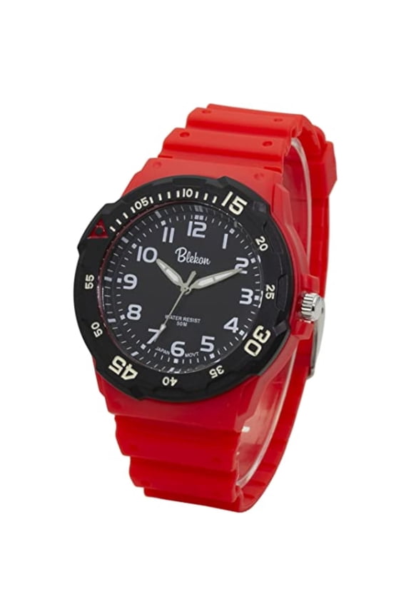 Collections Womens 42mm Gradient Style Dial Buckle Strap Watch(Black-Red)