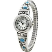 BLEKON Collections Womens Square, Oval, Round, Semi Turquoise Stretch Band Watch