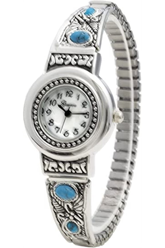 Collections Womens Square, Oval, Round, Semi Turquoise Stretch Band Watch