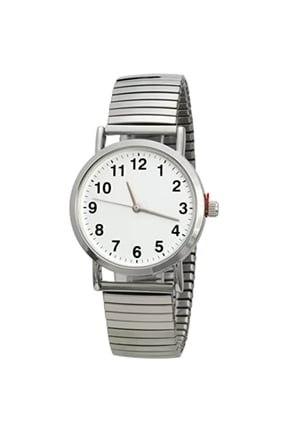Collections Womens Wrist Watch – Casual Expansion Stainless Steel Stretch Band Watch – 34mm Case White Face Analog Second Hand Quartz Movement Watch