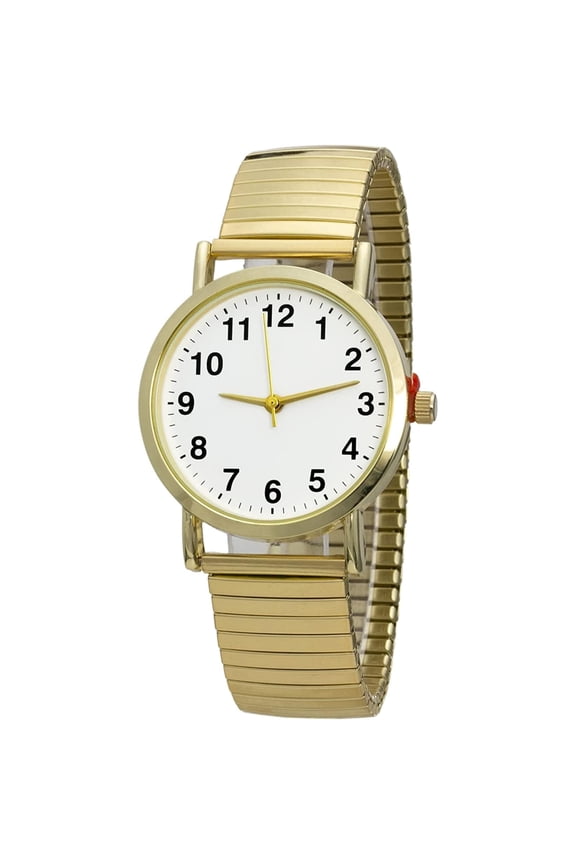 Collections Womens Wrist Watch Casual Expansion Stainless Steel Stretch Band Watch 34mm Case White Face Analog Second Hand Quartz Movement Watch