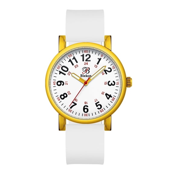 Blekon Nurse Watch for Women & Men, Japanese Quartz Medical Watch, Easy-to-Read Military Time Analog Dial, Red Second Hand, Silicone Band, 3 ATM Water Resistant, Scrub Colors