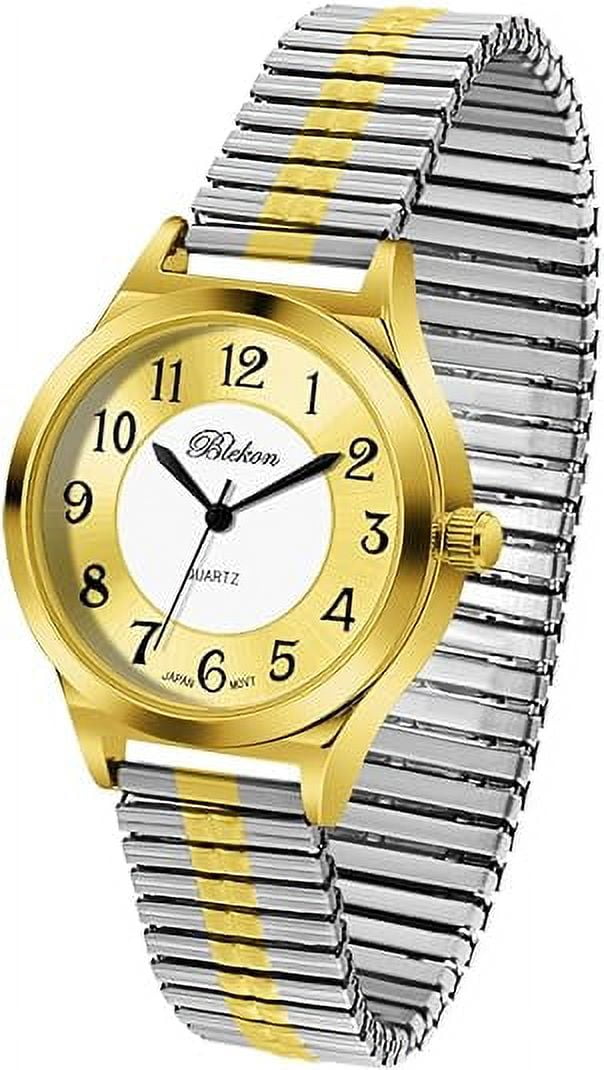 Blekon Orginal Women s 38mm Easy Read Stretch Band Watch Fits up to Six inch Wrist Size