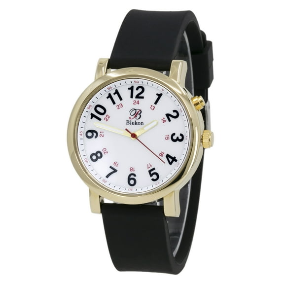 Blekon Original Dial Nurse Watch Gold Case with Second Hand Silicone Band Water Resistant Watch